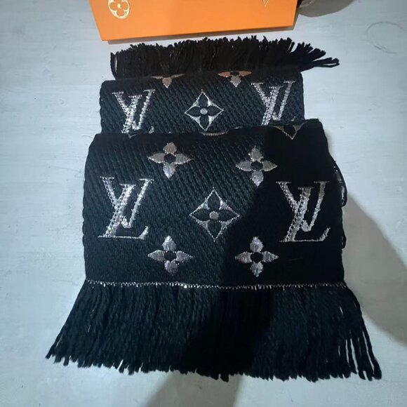 Louis Vuitton LV Monogram Logomania Shine Black Scarf Brand New - Picture 1 of 8